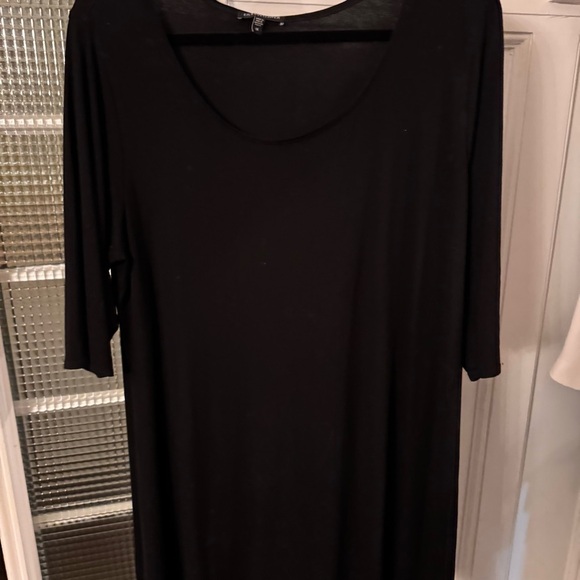Eileen Fisher Woman Size 1X Scoop Neck 3/4 Sleeve Tunic Dress Black - Picture 4 of 9
